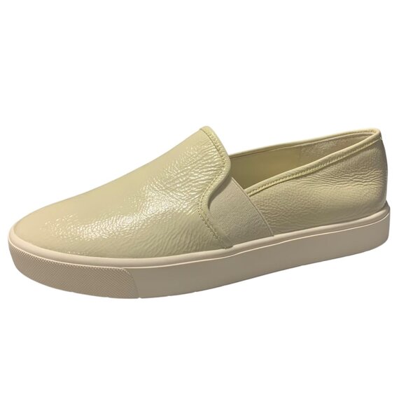 VINCE. Cream Moonlight Crinkle Patent Leather Blair II Slip-On Sneakers Size 7M - Picture 3 of 9